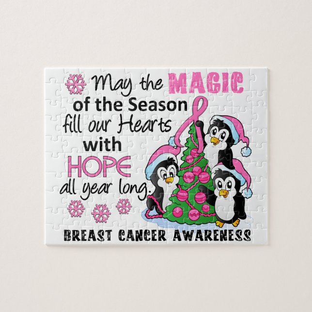 Puzzle Christmas Penguins Breast Cancer (Horizontal)