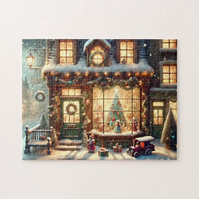 Puzzle Christmas Toy Shop Festive Winter Snow Village (Horizontal)