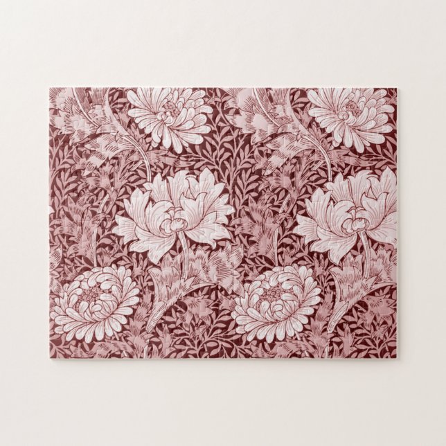 Puzzle Chrysanthemum Maroon, William Morris (Horizontal)