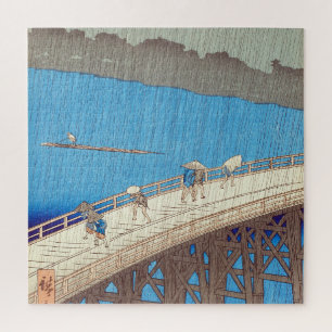 Puzzle Chubasco sobre el puente de Atake, Utagawa Hiroshi