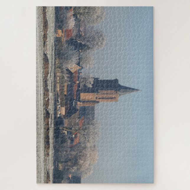 Puzzle Church Dutch village winter,  (Vertical)