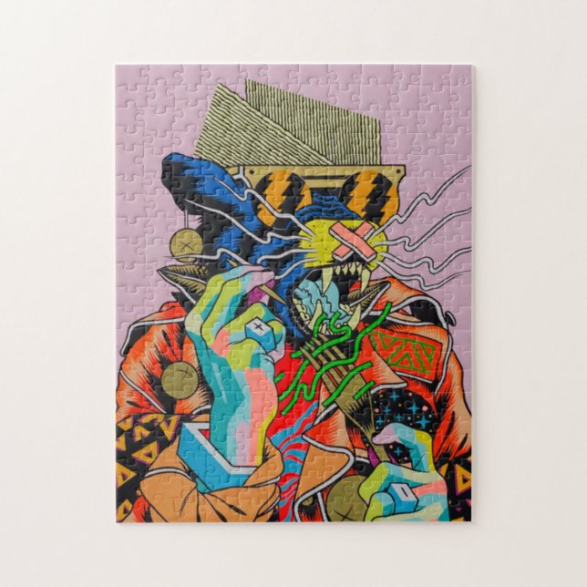 Puzzle ciberpunk, anime, manga, ácido, ciber, arte, (Vertical)