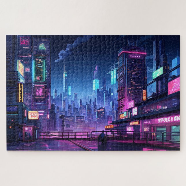 Puzzle Ciberpunk en la azotea de Tokio (Horizontal)