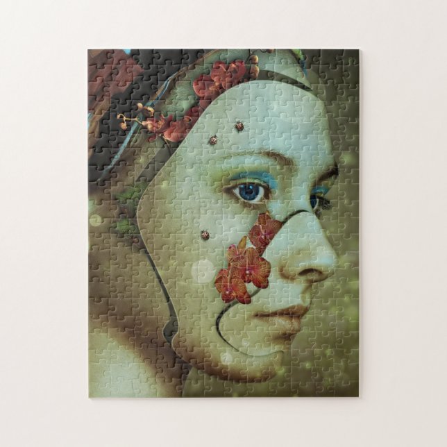 Puzzle Ciborg Woman with Flowers (Vertical)