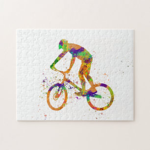 Puzzle Ciclista bmx acuarela