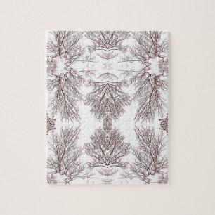 Puzzle Cielo blanco de los árboles negros