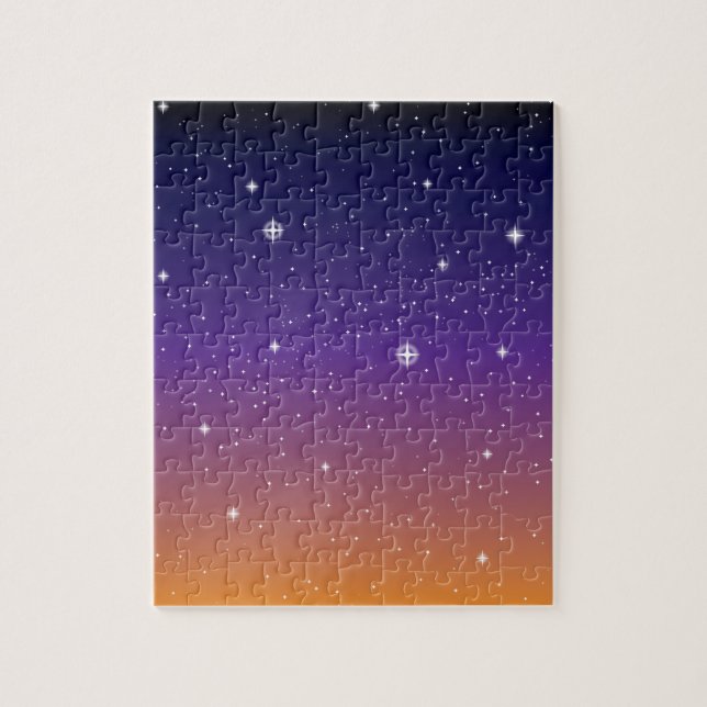 Puzzle Cielo de estrellas morado y dorado (Vertical)