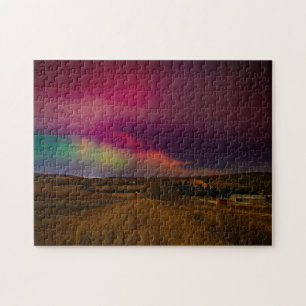Puzzle Cielo Nocturno de Aurora Boreal Paisaje de la Pr