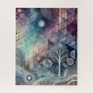Puzzle Cielo Nocturno Místico con Patrones Geométricos y