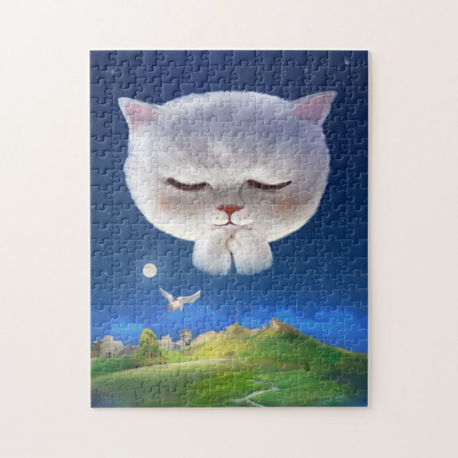 Puzzle Cielo nocturno soñado con gato (Vertical)