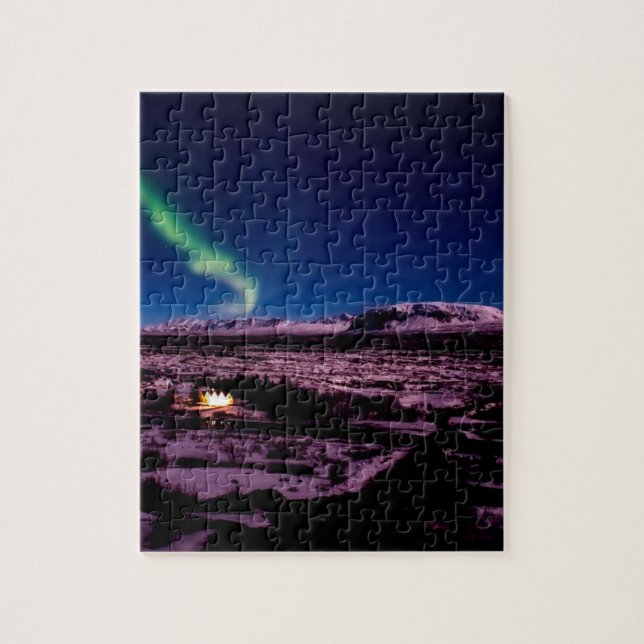 Puzzle Cielo verde del norte de Islandia (Vertical)
