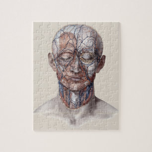 Puzzle Ciencia de anatomía humana vintage, cabeza gargant