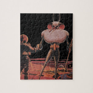 Puzzle Ciencia Ficción Vintage Astronauta Agita Mano Alie