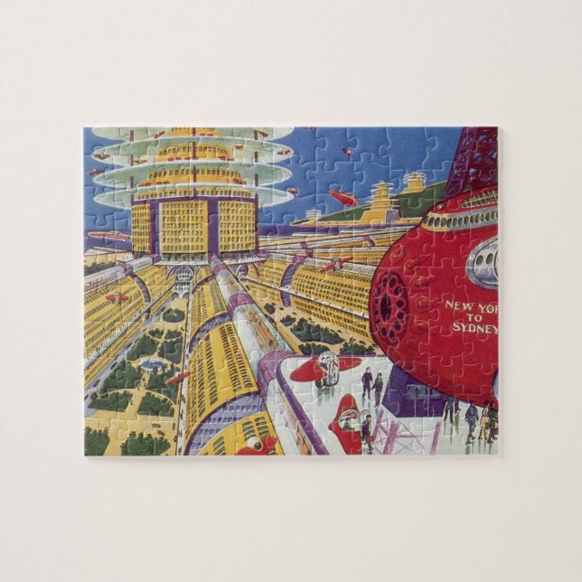 Puzzle Ciencia ficción vintage, ciudad futurista de Nueva (Horizontal)