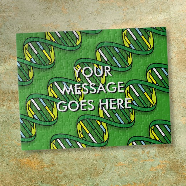 Puzzle Ciencia Médica Verde Personalizada ADN (Personalized Green DNA Medical Science Jigsaw Puzzle)