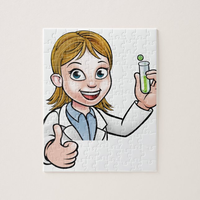 Puzzle Científico del dibujo animado que lleva a cabo el (Vertical)