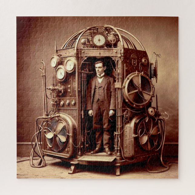 Puzzle Científico victoriano ~ Steampunk Time Machine V5. (Vertical)