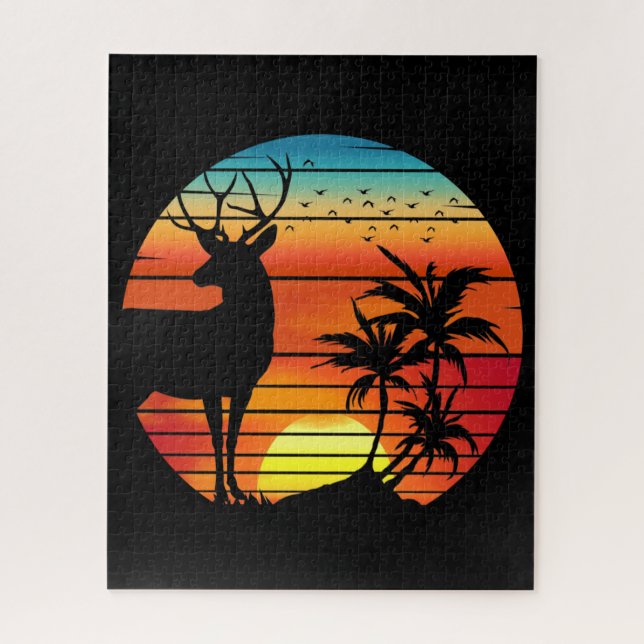 PUZZLE CIERVO ATARDECER RETRO (Vertical)