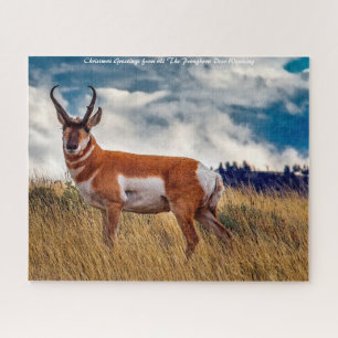 Puzzle Ciervo berrendo Wyoming. Felicitaciones de Navidad