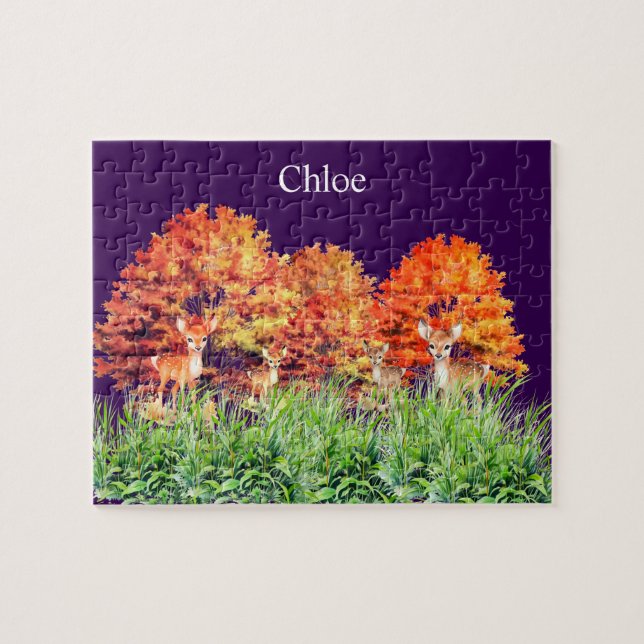 Puzzle Ciervo con nombre personalizado (Horizontal)