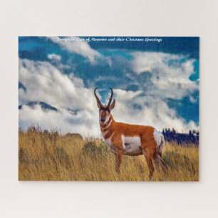 Puzzle Ciervo de Pronghorn Montana. Saludos de Navidad