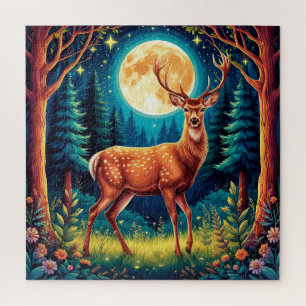 Puzzle Ciervo Majestuoso en un Bosque Exuberante
