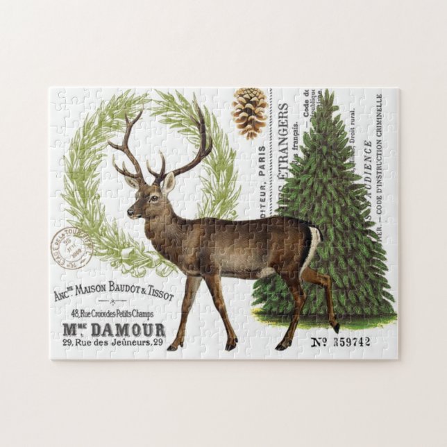 Puzzle ciervos modernos del invierno del arbolado del (Horizontal)