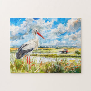 Puzzle Cigüeña en campos de verano Havelland Estilo acuar