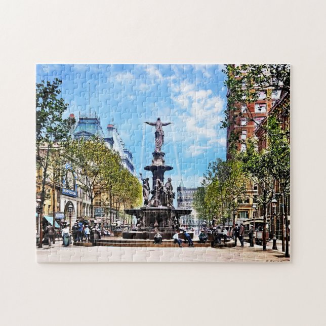 Puzzle Cincinnati OH - Fuente Tyler-Davidson c1906 (Horizontal)