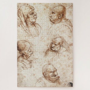 Puzzle Cinco Cabezas de Caricatura (c.1490): Leonardo da 
