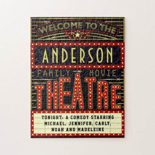 Puzzle Cine residencial Marquee de Movie Theater | Nombre (Vertical)