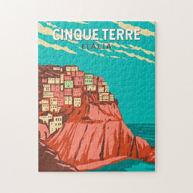 Puzzle Cinque Terre Italia Viaje Arte Vintage (Vertical)
