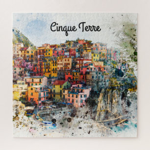 Puzzle Cinque Terre Liguria Escena de Italia acuarela de
