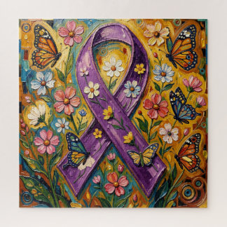 Puzzle Cinta de Concientización Morada Fibro