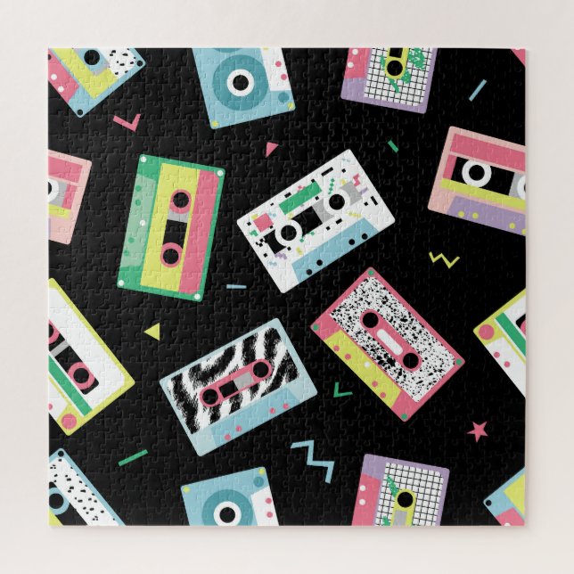 Puzzle Cintas de audio retro, patrón de estilo de los año (Vertical)
