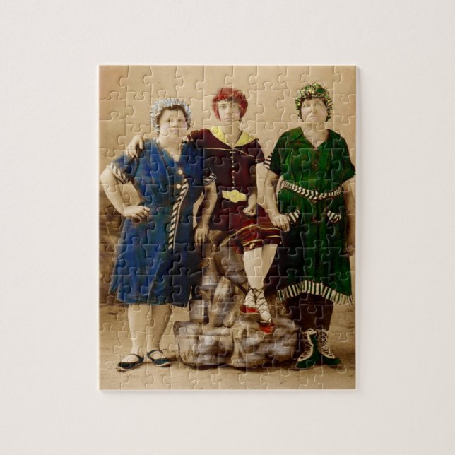 Puzzle circa 1910 Bellezas de baño de Atlantic City RPPC (Vertical)