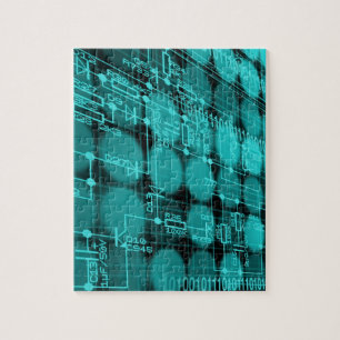 Puzzle Circuito de tecnología informática futurista Cyber