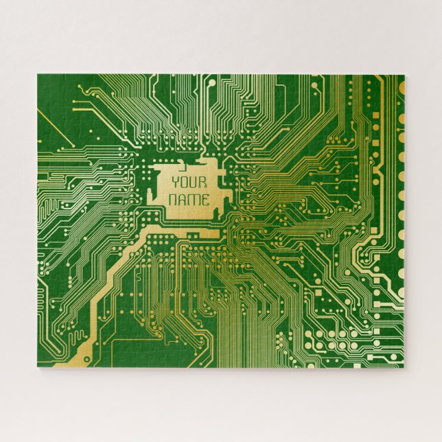Puzzle Circuito monograma Motherboard Electronics Chip Te (Horizontal)