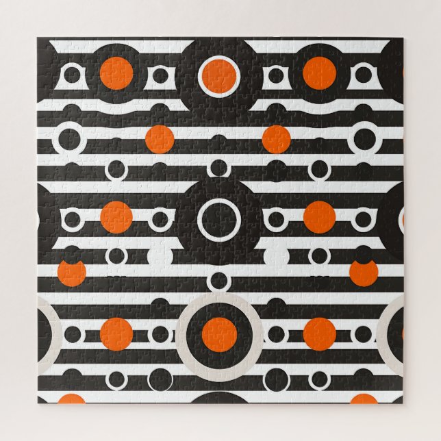 Puzzle Círculo de franja retro naranja negro (Vertical)
