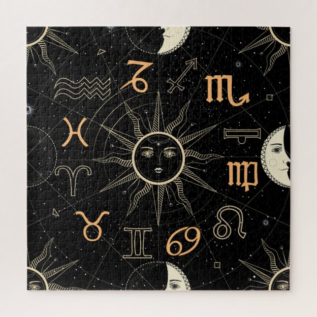 Puzzle Círculo del horóscopo, signos del zodiaco, cosecha (Vertical)