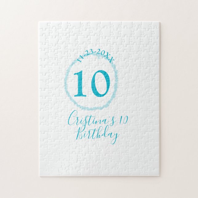 Puzzle Círculo turquesa. Purpurina redondo 10 años audaz (Vertical)