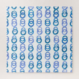 Puzzle Círculos azules: punto de polka acuarela