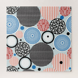 Puzzle círculos multicolores, diseño de patrones gráficos