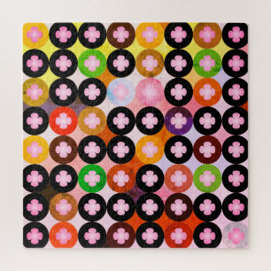 Puzzle Círculos Multicolores y Tréboles de Cuatro Hojas R