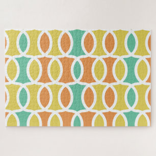 Puzzle Círculos Óvalos Retro Años 60 Naranja Verde Acuáti