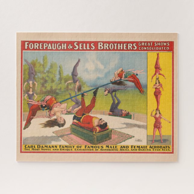 Puzzle Circus Poster Mostrando Actos Acrobáticos, Circa 1 (Horizontal)