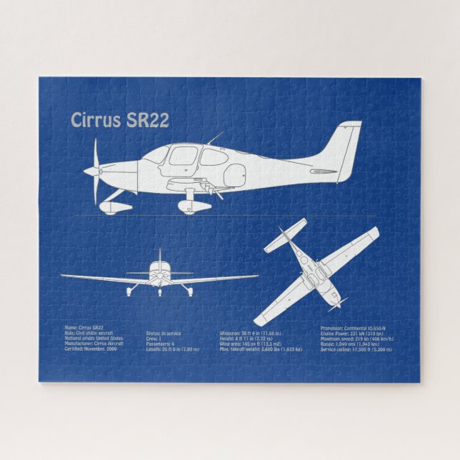 Puzzle Cirrus SR22 - Planes de dibujo del plano aéreo ABD (Horizontal)