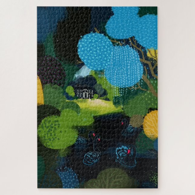 Puzzle Cisne negro en el lago (Vertical)