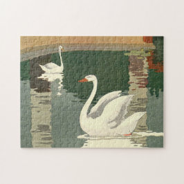 Puzzle Cisnes Blancas Vintage Ilustradas