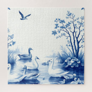 Puzzle Cisnes del lago Blue Willow